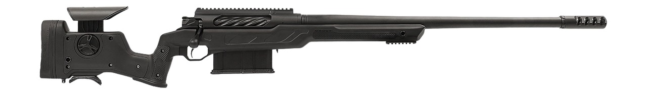 Cadex Inc CDXBMGQUA5029HI20I1J5N BMG Quake 50 BMG 3+1 29" Black DLC Match Grade Threaded Barrel, Black Cerakote Receiver w/Picatinny Rail, Adj Cheek Piece & LOP Black Polymer Stock
