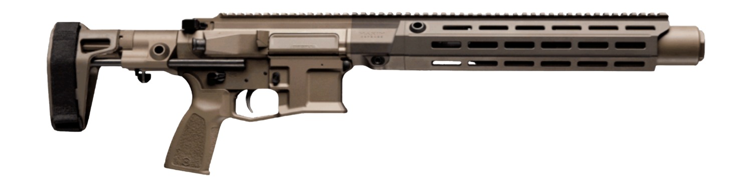 Maxim Defense MXM49215 SDX RFLX 300 Blackout 30+1 8.50" Arid Brown Integrated Suppressor Barrel, Receiver w/Picatinny Rail, M-Slot Handguard, Arid Brown Polymer SB Tactical SBA5 Brace, Polymer Grip