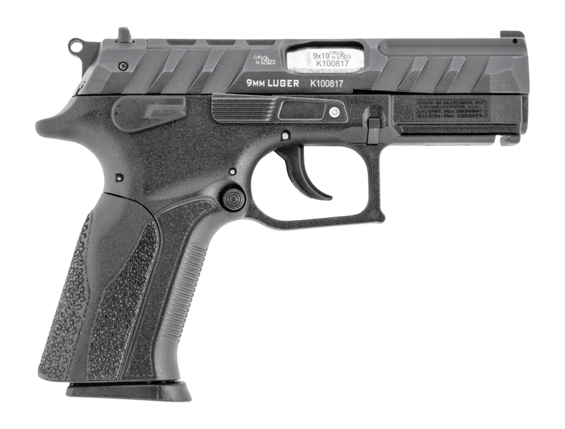 Grand Power 8588005808651 P1 Mk23 9mm Luger 15+1 3.66" 9mm Luger 12+1 3.66" Stainless Rotating Barrel, Black Optic Ready/Serrated Slide, Black Frame w/Accessory Rail, Interchangeable Backstrap, Ambide