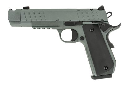 Tisas Arms 10100134 1911 Night Stalker Carry 10mm Auto 8+1 4.25" Black Bull Barrel, Gray Cerakote Carbon Steel Serrated Slide, Gray Cerakote Carbon Steel Frame w/Beavertail & Picatinny Rail, Black Rub