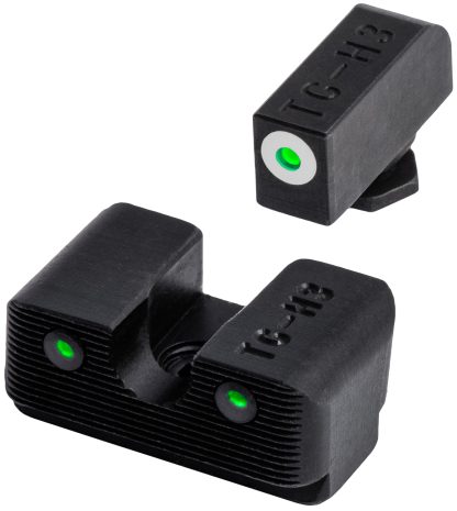 TruGlo TG231G1W Tritium Pro  Low, White Outline Tritium Front/Green Tritium Rear/Black Nitride Fortress Frame, Compatible w/Most Glock Except MOS, Front Post/Rear Dovetail Mount