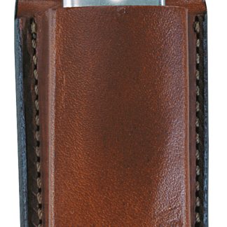 Bianchi 10734 Open Top Mag Pouch  Single Tan Leather Belt Clip Compatible w/ 9mm/10mm/40/45 Belts 1.75" Wide