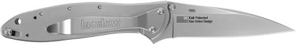 Kershaw 1660 Leek  3" Folding Drop Point Plain Bead Blasted 14C28N Steel Blade, Bead Blasted 410 Stainless Steel Handle Includes Pocket Clip