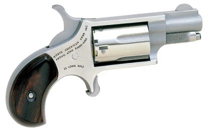 North American Arms 22LR Mini-Revolver *CA Compliant 22 LR 5 Shot 1.13" Stainless Steel Barrel, Frame & Cylinder, Rosewood Birdshead Grip Exposed Hammer