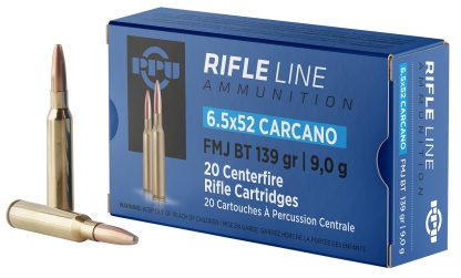 PPU PP6CF Metric Rifle  6.5x52mmCarcano 139gr Full Metal Jacket Boat Tail 20 Per Box/10 Case