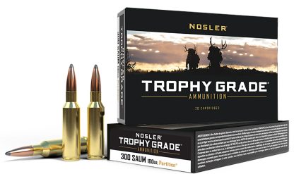 Nosler 60062 Trophy Grade  300RemSAUM 180gr Nosler Spitzer Partition 20 Per Box/10 Case
