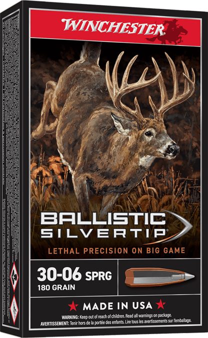 Winchester Ammo SBST3006B Ballistic Silvertip  30-06Springfield 180gr Rapid Controlled Expansion Polymer Tip 20 Per Box/10 Case