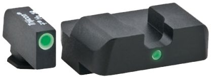 AmeriGlo GL101 i-Dot Sight  Set for Glock  Green Tritium White Outline Front Sight-Green Tritium Rear Sight