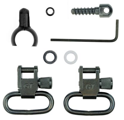 GrovTec US Inc GTSW46 Barrel Band Swivel Set Shotgun 1" Black Steel