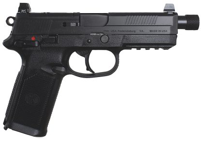 FN 66966 FNX Tactical 45 ACP 15+1 5.30" Steel Threaded Barrel Black Optic Ready/Serrated Slide Matte Black Polymer Frame w/Picatinny Rail Black Textured w/Interchangeable Backstrap Grips Right Hand