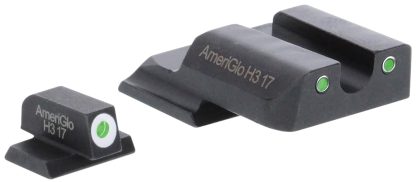 AmeriGlo SW145 Classic Tritium Set for Smith & Wesson M&P Shield  Green Tritium White Outline Front Sight-Green Tritium White Outline Rear Sight