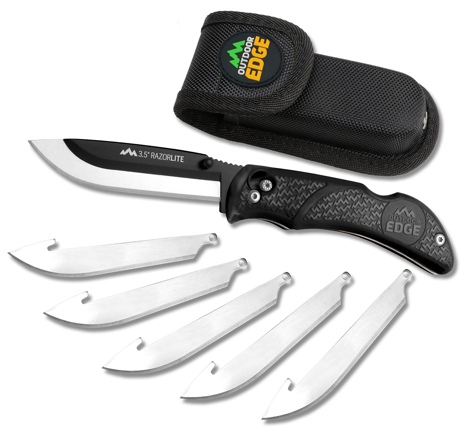 Outdoor Edge RL10C RazorLite 3.50" Folding Plain Black Oxide 420J2 SS Blade, Black TPR Handle
