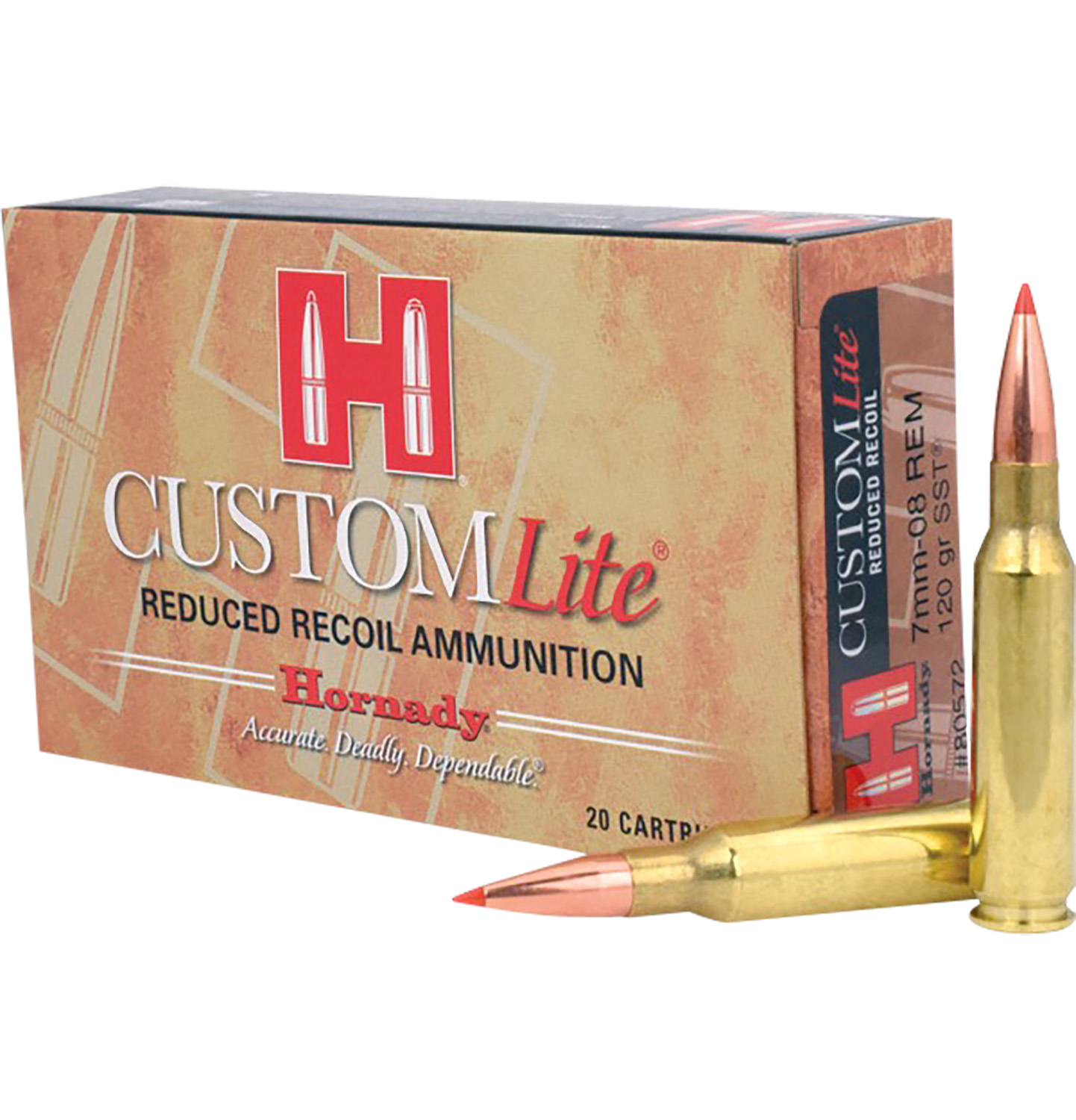 Hornady 80572 Custom Lite 7mm-08Rem 120gr Super Shock Tip 20 Per Box/10 Case
