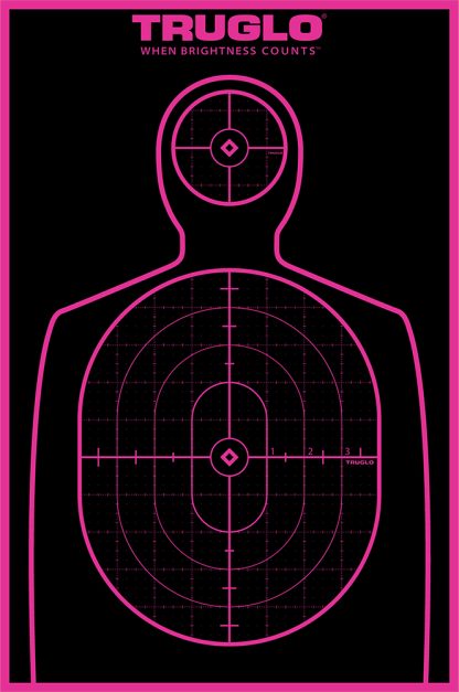 TruGlo TG13P6 Tru-See Handgun Target Self-Adhesive Heavy Paper Black/Pink 12"x18" Silhouette 6 Pack