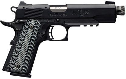 Browning 051820490 1911-22 Black Label SR Full Size 22 LR 10+1, 4.88" Stainless Steel Threaded Barrel, Matte Black Serrated Slide & Polymer Frame w/Beavertail & Picatinny Rail