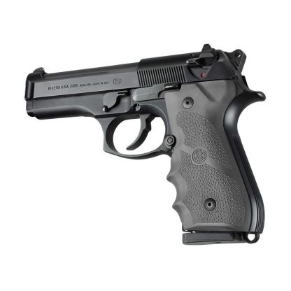 Hogue Rubber Handgun Grips with Finger Grooves Slate Grey for Beretta 92/96
