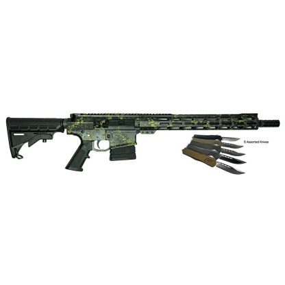 Great Lakes AR-10 Rifle .308 Win 10rd Magazine 16" Barrel Lichen Black with 5 OTF 3-1/2" Blade Knives