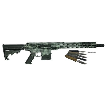 Great Lakes AR-10 Rifle .308 Win 10rd Magazine 16" Barrel Lichen Grey with 5 OTF 3-1/2" Blade Knives
