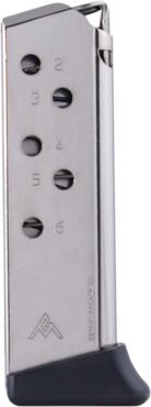 Mec-Gar Handgun Magazine Walther PPK .380 ACP Carbon Steel Tube Nickel 6 rds