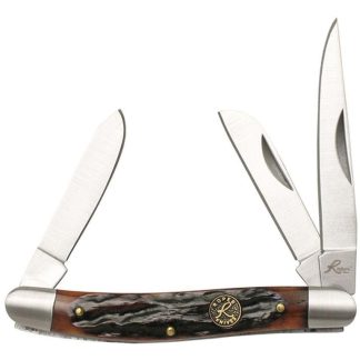 Roper Knives Stockman Chaparral Series Pocket Knife 3 Blades 2-1/2" Brown Bone