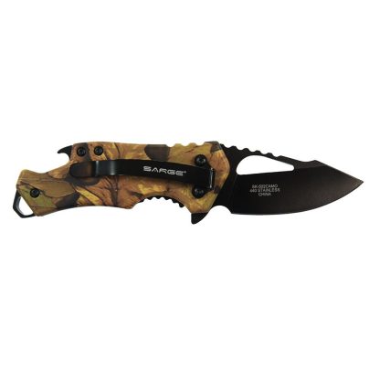 Sarge Knives Camo Fuse Folding Knife 2-3/8" Drop Point Blade Camo