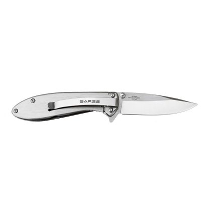 Sarge Knives Hawk Swift Assist Folder Knife 3-1/8" Clip Point Blade Chrome