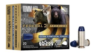 Federal P10SHC1 Premium  10mmAuto 200gr Solid Core Synthetic Flat Nose 20 Per Box/10 Case