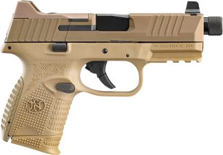 FN 66100781 509CT  Compact 9mm Luger 10+1, 4.32" Black Steel Threaded Barrel, Flat Dark Earth PVD Optic Cut/Serrated Stainless Steel Slide, Flat Dark Earth Polymer Frame w/Picatinny Rail, Ambidextrous