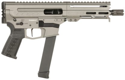 CMMG 99A68A2TNG Dissent MKGS 9mm Luger 33+1 6.50", Tungsten Gray Rec, Picatinny Brace Adapter, 5.50" M-LOK Handguard, Left Side Charging Handle, Zeroed Linear Comp, TriggerTech Trigger