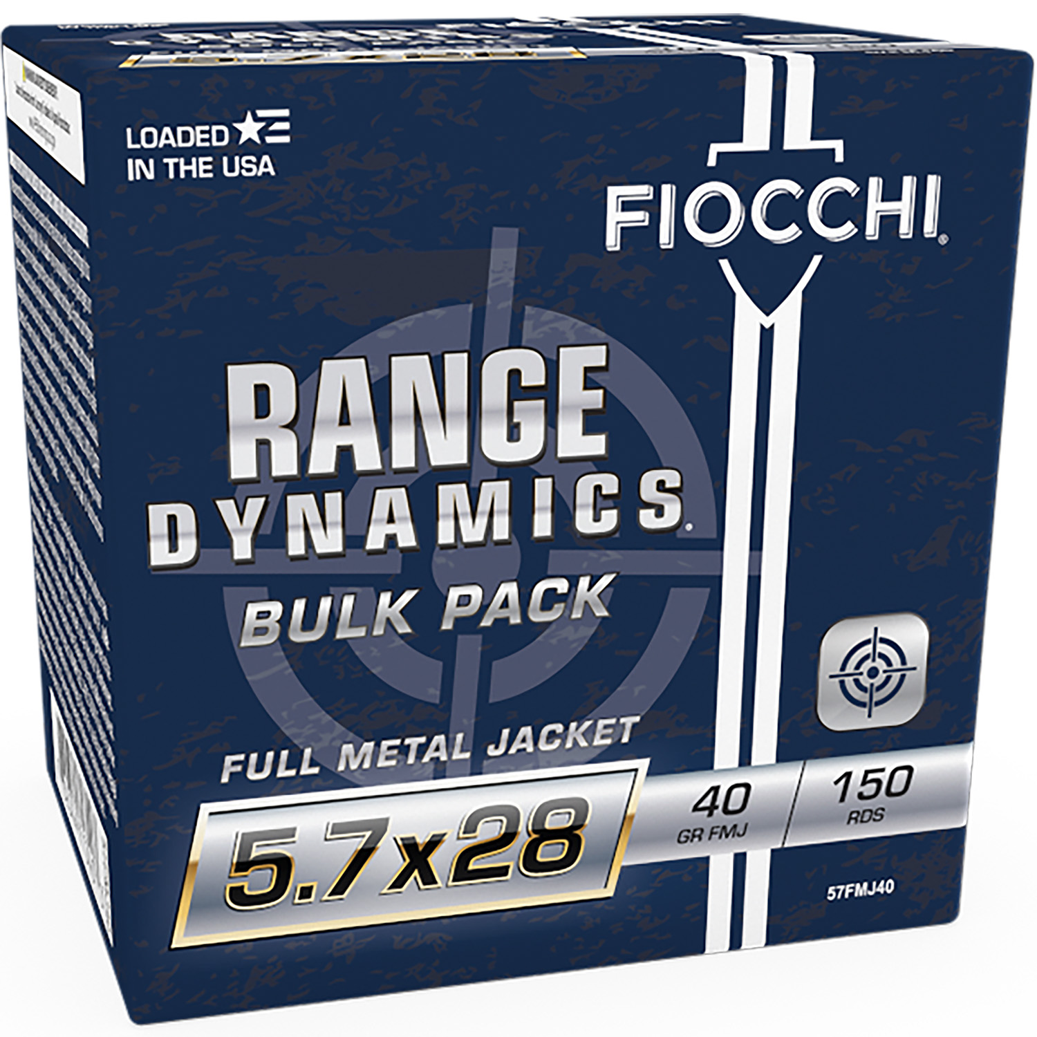 Fiocchi 57FMJ40 Range Dynamics 5.7x28mm 40gr Full Metal Jacket 150 Per Box/3 Case *Bulk
