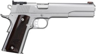 Kimber Mfg, Inc 3000373 Target Long Slide 45 ACP 7+1 6" Stainless Match Grade Barrel, Satin Silver Long/Serrated Stainless Steel Slide, Satin Silver Stainless Steel Frame w/Beavertail, Rosewood Grip