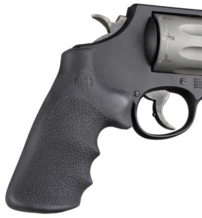 Hogue 19022  Conversion Grip Pistol Grip w/ Finger Grooves Black Overmolded Rubber Fits S&W K/L/N/X/Z Frame