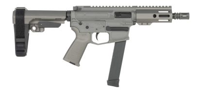 Shark Coast Tactical SCC06780SP9NGY Sneeky Pete 9mm Luger 30+1 5.50" Black Melonite Threaded Barrel, Gray Cerakote Receiver, SB Tactical SBA3 Brace