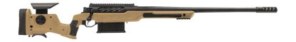 Cadex Inc CDXBMGQUA5029HI20I1J5N BMG Quake  50 BMG 3+1 29" Black DLC Match Grade Threaded Barrel, Black DLC Receiver w/Picatinny Rail, Adj Cheek Piece & LOP Hybrid Tan Polymer Stock