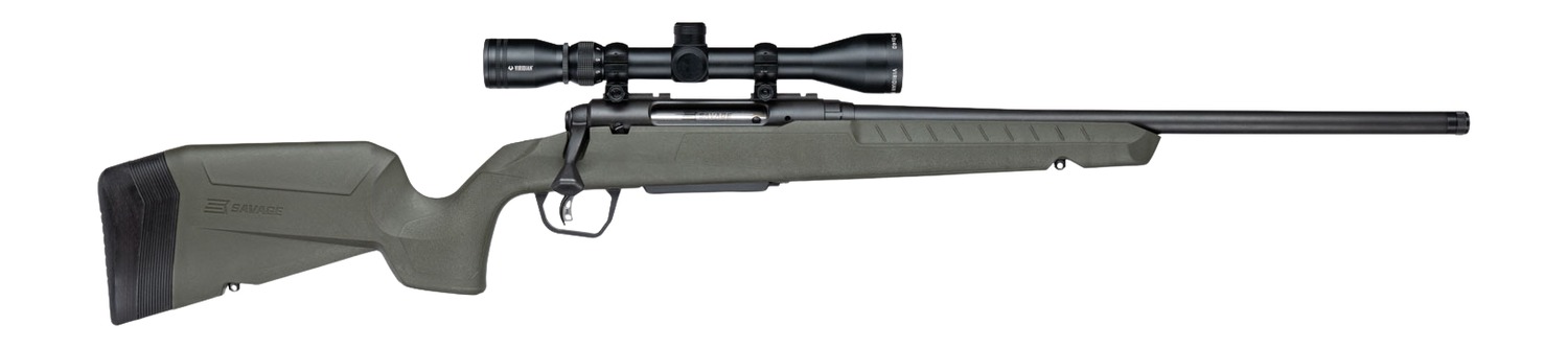 Savage Arms 33164 Axis 2 XP w/Optic 7mm-08 Rem 4+1 20" Matte Black Carbon Steel Threaded Barrel, Drilled & Tapped Receiver, OD Green Synthetic Fixed w/Pistol Grip Stock, 3-9x40mm Duplex Scope, Right