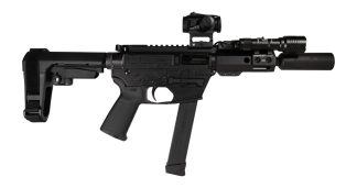 Shark Coast Tactical SCC8110CABLK-S Creepy Andrew 9mm Luger 30+1 Aluminum Receiver Picatinny Rail Receiver Black Polymer SB Tactical SBA3 Brace