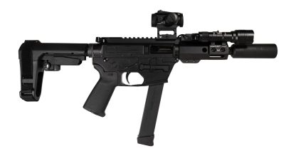 Shark Coast Tactical SCC8110CABLK-S Creepy Andrew 9mm Luger 30+1 Aluminum Receiver Picatinny Rail Receiver Black Polymer SB Tactical SBA3 Brace