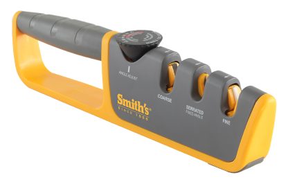 Smiths Products 50264 Adjustable Angle Pull-Thru Sharpener Hand Held Fine, Coarse Ceramic, Diamond Sharpener Rubber Handle Gray