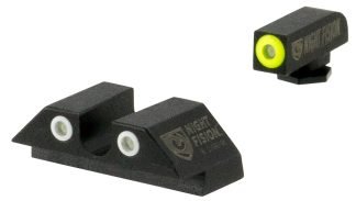 Night Fision GLK003007YGW Tritium Night Sights For Glock  Green Tritium Yellow Outline Front Sight- Green Tritium White Outline Rear Sight Glock 42/43/43X