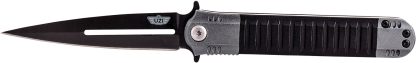 Uzi Accessories UZKFDR009 Covert  3.50" Folding Spear Point Plain Black Stainless Steel Blade Black/Gray Aluminum Handle Includes Metal Clip