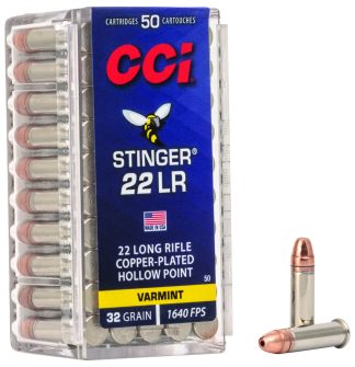 CCI 0050 Stinger  22LR 32gr Copper Plated Hollow Point 50 Per Box/100 Case