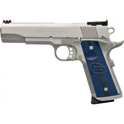 Colt Gold Cup Trophy Handgun 9mm Luger 9rd Magazine 5" Barrel Stainless Finish G10 Grips Fiber Sights