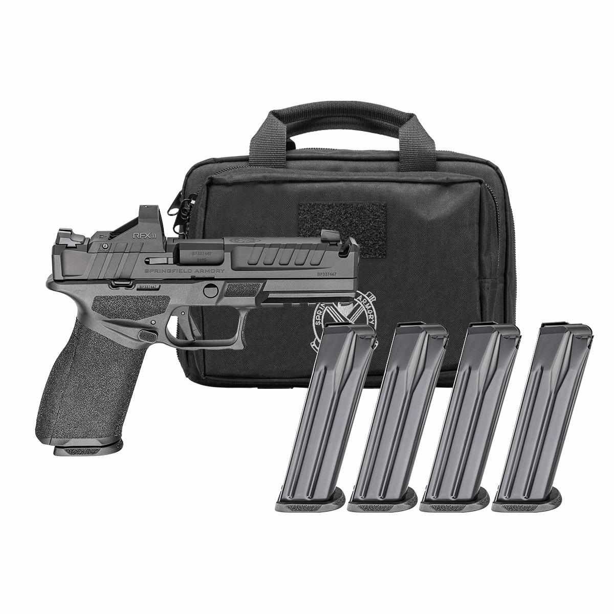 Springfield Gear Pac Echelon 4.5F Comp Handgun 9mm Luger 10rd(4) Magazines 4.5" Barrel U-Notch Sights Green Dot & Bag