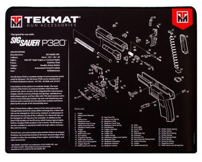 TekMat TEKR20SIGP320 Sig Sauer P320 Ultra 20 Cleaning Mat Black/White Rubber 15"x20" Sig P320 Parts Diagram