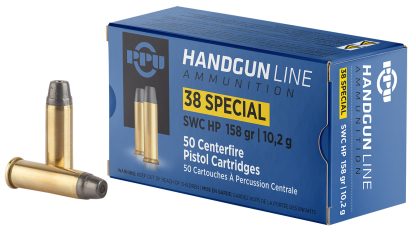 PPU PPH38SH Handgun 38Special 158gr Semi Wadcutter Hollow Point 50 Per Box/10 Case