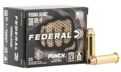 Federal PD38P1 Punch Personal Defense 38Special+P 120gr Jacketed Hollow Point 20 Per Box/10 Case