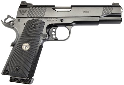 Wilson Combat CQBFS9 1911 CQB Full Size Frame 9mm Luger 10+1 5" Match Grade Barrel, Black Serrated Carbon Steel Slide, Black Armor-Tuff Carbon Steel Frame w/Beavertail, Black G10 Starburst Grip