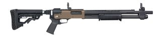 Mossberg 50233 590R  12 Gauge Pump 3" 6+1 18.50" Black Parkerized Integrated Heat Shield Barrel, Flat Dark Earth Cerakote Receiver w/Picatinny Rail, Black Chisel Folding Synthetic Stock, Black Magpul