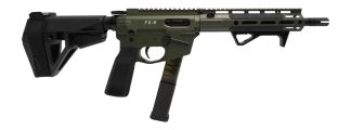 Freedom Ordance FX9P10E-ODG FX9P Elite 9mm Luger 10" Black Nitride Threaded Barrel, OD Green Anodized Aluminum Receiver w/Picatinny Rail, M-LOK Handguard, Black Polymer SB Tactical SBA5 Brace, Black P