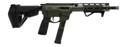 Freedom Ordance FX9P10E-ODG FX9P Elite 9mm Luger 10" Black Nitride Threaded Barrel, OD Green Anodized Aluminum Receiver w/Picatinny Rail, M-LOK Handguard, Black Polymer SB Tactical SBA5 Brace, Black P